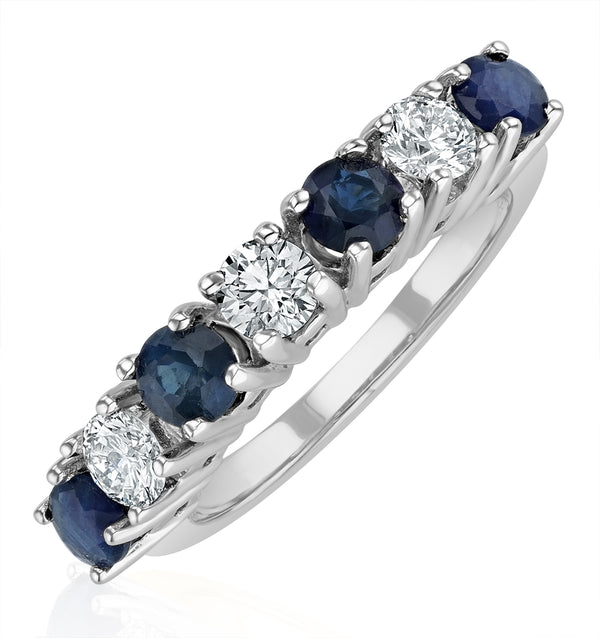 Sapphire 1CT and Diamond Ring 0.50CT 18K White Gold FT32